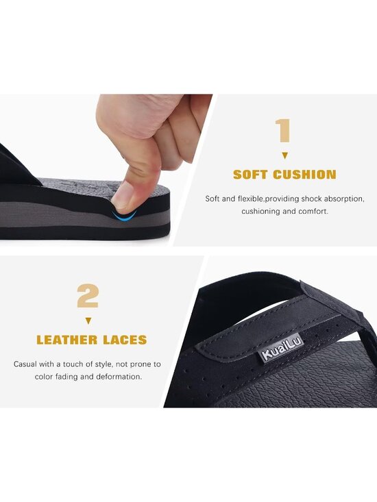 Men\'s Ferrous Yoga Mat Leather Flip Flops Slip On Indoor Outdoor Sandal Slipper main image 5